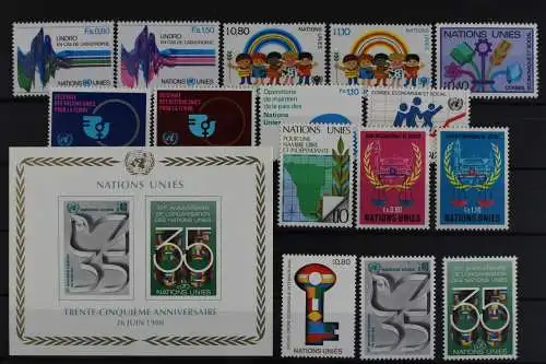 UNO Genf, MiNr. 81-95, Jahrgang 1970 u. 1980, postfrisch - 620844