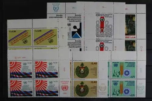 UNO Genf, MiNr. 96-102, Jhg. 1981, VB, Ecken re. o., postfrisch - 620892