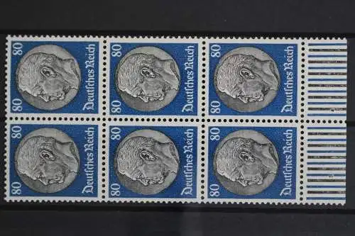 Deutsches Reich, MiNr. 527, 6er Block, UR im Walzendruck, postfrisch - 620001