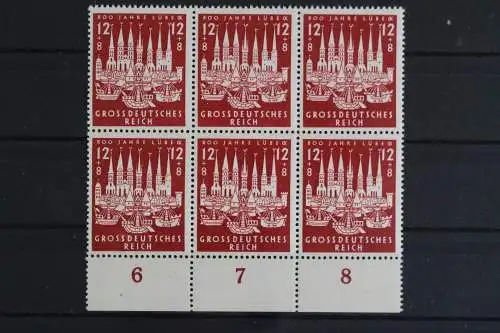 Deutsches Reich, MiNr. 862 PLF f 46, 6er Block, Unterrand, ungebraucht - 624335