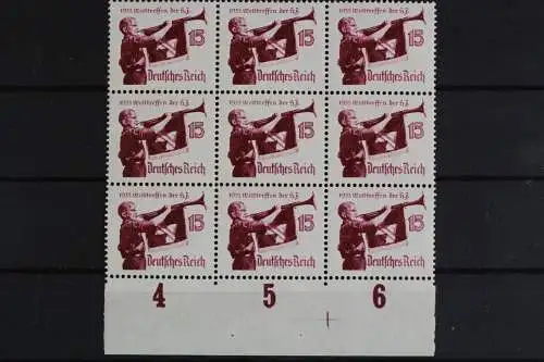 Deutsches Reich, MiNr. 585 x, 9er Block, Unterrand, postfrisch - 621932