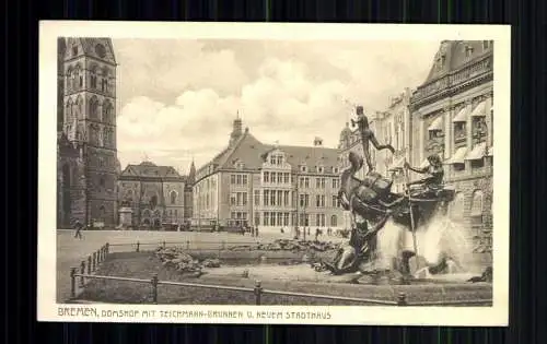 Bremen, Domhof mit Teichmann-Brunnen u. neuem Stadthaus, mit Marken - 416695