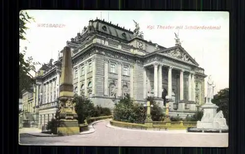 Wiesbaden, Kgl. Theater mit Schillerdenkmal - 416729