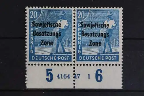 SBZ, MiNr. 189, waag. Paar, Unterrand mit HAN, postfrisch - 625424