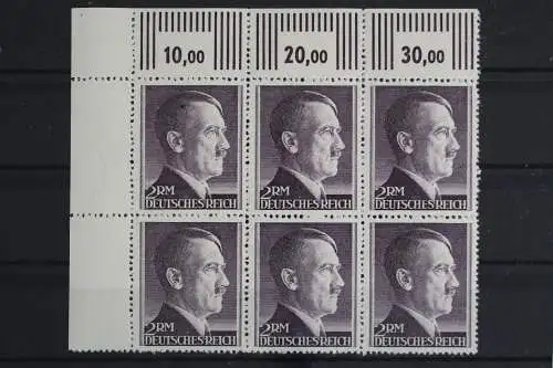 Deutsches Reich, MiNr. 800 B, 6er Block, Ecke li. oben, postfrisch - 624546