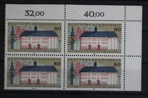 Deutschland, MiNr. 1299, 4er Block Ecke re. oben, postfrisch - 625224