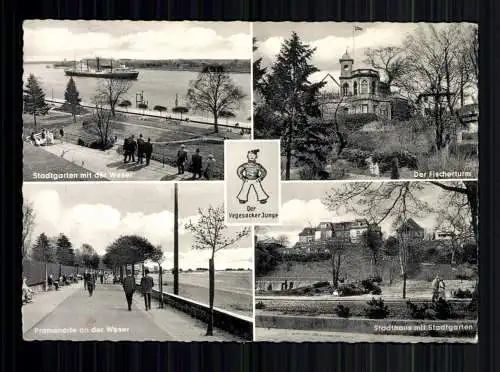 Bremen-Vegesack, Stadtgarten m. Weser, Fischerturm, Promenade, Stadthaus - 417334