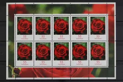 Deutschland, MiNr. 2669, Kleinbogen, Gartenrose, postfrisch - 630912