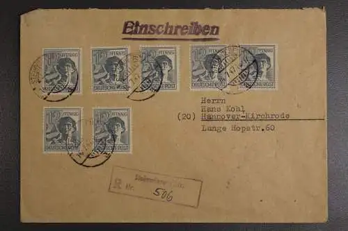 Gem.-Ausgaben, MiNr. 947, 7 x auf Brief m. Not-R-Stempel Steinwiesen - 510765