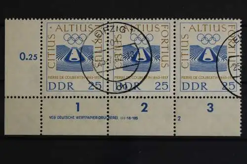 DDR, MiNr. 940, Dreierstreifen, Ecke li. unten, DV 2, gestempelt - 628623