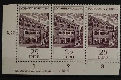 DDR, MiNr. 1235, Dreierstreifen, Ecke links unten, DV 1, postfrisch - 628530