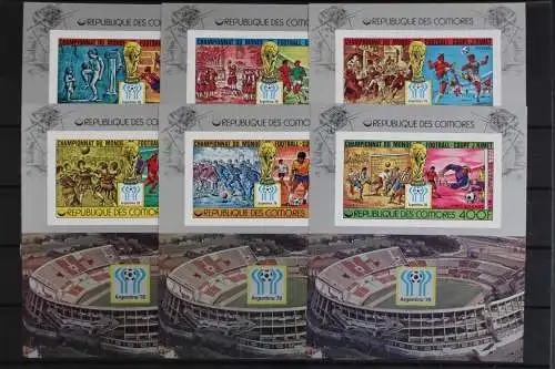 Komoren, MiNr. 384-389 B, Blöcke, Fußball WM 1978, postfrisch - 632323