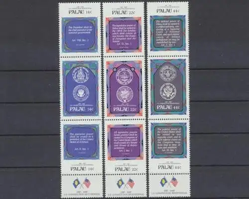 Palau, MiNr. 197-205 Zd, USA, postfrisch - 693973