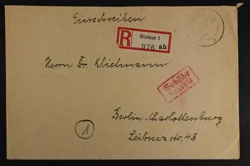 Weimar, Ebf. mit Gebühr bezahlt, nach Berlin-Charlottenburg - 511101