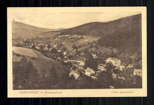 Agnetendorf im Riesengebirge, Ortsansicht mit Hotel Agnetenhof - 419328