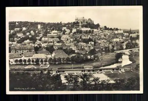 Marburg a. d. Lahn, Blick auf die Stadt, Freibad, Landgrafenschloss - 419161