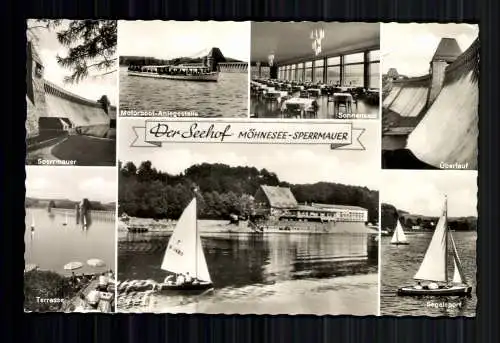 Möhnesee, Sperrmauer, Überlauf, Seehof Restaurant. Segel- u. Motorboot - 419232