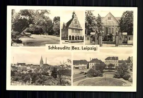 Schkeuditz, Bez. Leipzig, Rathaus, Marktplatz, Krankenhaus, Teilansicht - 419249