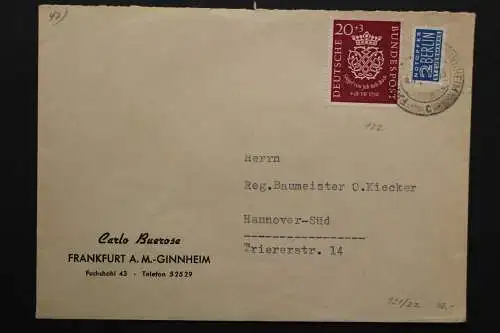 Deutschland, MiNr. 122 auf Brief, gelaufen ab Frankfurt nach Hannover - 511545