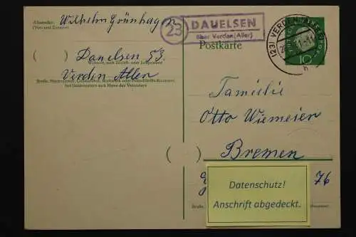 Dauelsen über Verden (Aller), Landpoststempel auf Ganzsache, 1961 - 511653