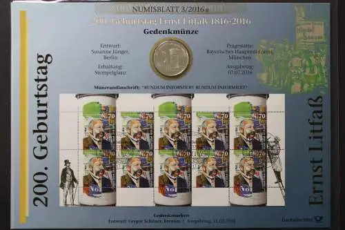 BRD, Numisblatt 3/2016, 20 Euro Ernst Litfaß - 3/2016