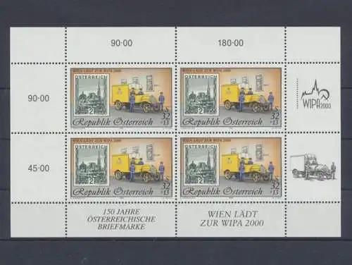 Österreich, MiNr. 2270 I Kleinbogen, postfrisch - 694239