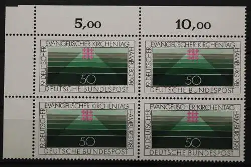 Deutschland, MiNr. 1098, 4er Block, Ecke li. oben, postfrisch - 642703