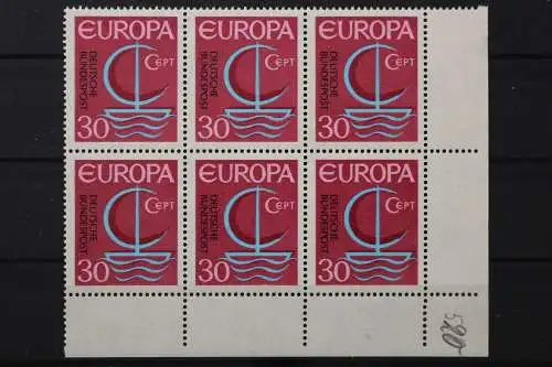 Deutschland (BRD), MiNr. 520 PLF I, 6er Block, postfrisch - 649762