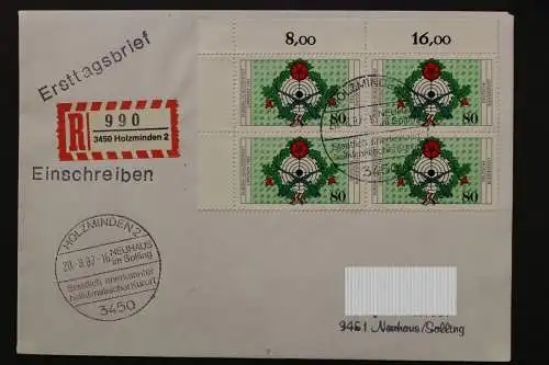 Deutschland (BRD), MiNr. 1330. Viererblock, Ecke links oben, EST - 648993