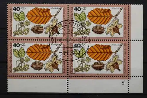 Deutschland, MiNr. 1024, 4er Block, Ecke rechts unten, Fn 2, gestempelt - 650443