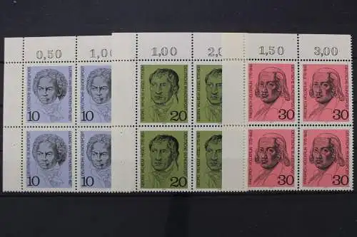 Deutschland, MiNr. 616-618, 4er Block, Ecke li. oben, postfrisch - 651854