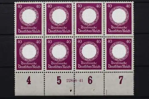 Deutsches Reich Dienst, MiNr. 142, 8er Block, U-Rand mit HAN 22848.41, postfrisch - 653116