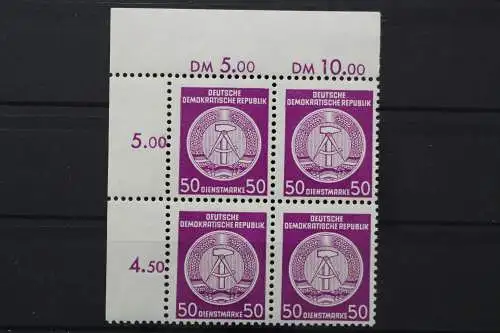 DDR Dienst A, MiNr. 26 x II, 4er Block, Ecke li. oben, postfrisch - 652617