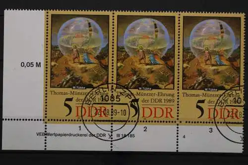 DDR, MiNr. 3269, Dreierstreifen, Ecke links unten, DV 4, EST - 653280