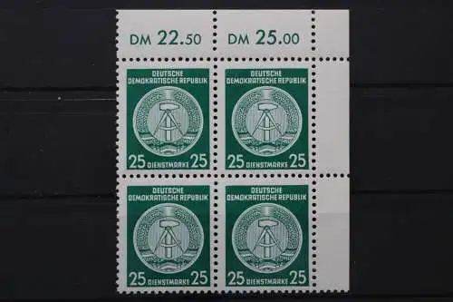 DDR Dienst A, MiNr. 23 x, 4er Block, Ecke rechts oben, postfrisch - 652620