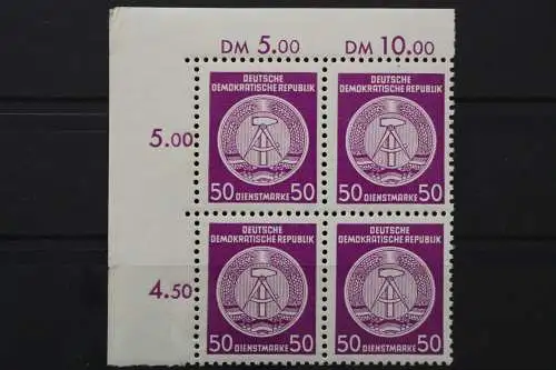 DDR Dienst A, MiNr. 26 x XII, 4er Block Ecke li. oben, postfrisch - 652616