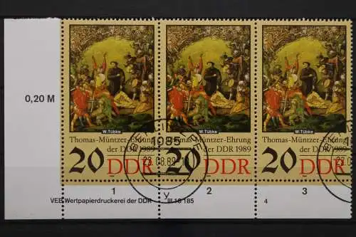 DDR, MiNr. 3271, Dreierstreifen, Ecke links unten, DV 4, EST - 653276