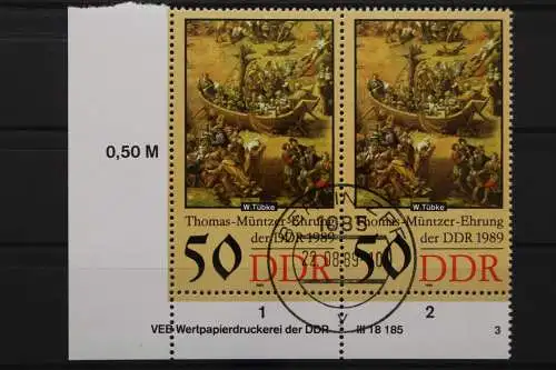 DDR, MiNr. 3272, waagerechtes Paar, Ecke links unten, DV 3, EST - 653277