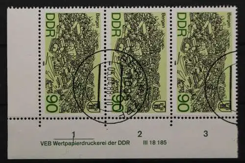 DDR, MiNr. 3165, Dreierstreifen, Ecke mit DV, postfrisch - 653311