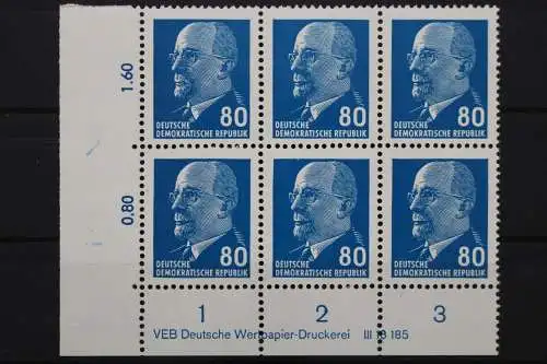 DDR, MiNr. 1331, Sechserblock, Ecke links unten, DV, postfrisch - 653382