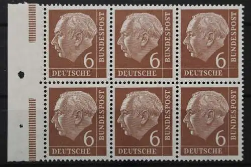 Deutschland (BRD), MiNr. 180 x, 6er Block, li. Rand, postfrisch - 653900