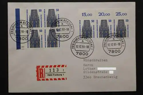 Berlin, MiNr. 794 A, Viererblock + Dreierstreifen OR auf R-Brief - 511810