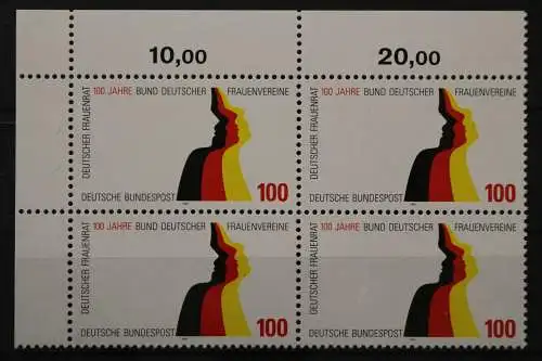 Deutschland, MiNr. 1723, Viererblock, Ecke links oben, postfrisch - 656248