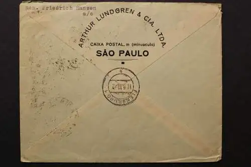 Brasilien, R-Brief 1938 mit Freistempler & Marke nach Flensburg - 511907