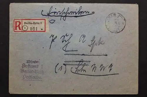 Berlin Britz 1, Einschreiben (evtl. 1946/48) innerhalb Berlin gelaufen - 511729