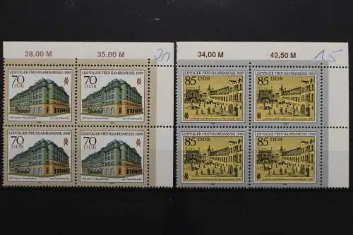 DDR, MiNr. 3235-3236, Viererblöcke, Ecken rechts oben, postfrisch - 656540