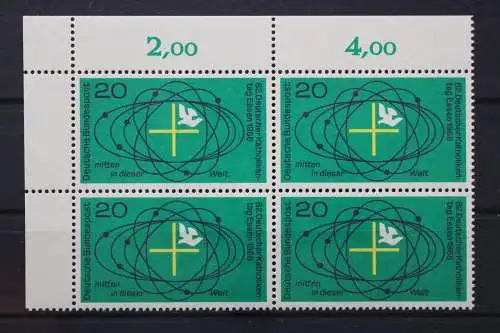 Deutschland, MiNr. 568, Viererblock, Ecke links oben, postfrisch - 656150