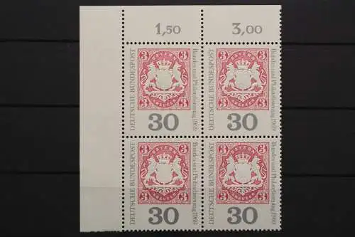 Deutschland, MiNr. 601, Viererblock, Ecke links oben, postfrisch - 656849