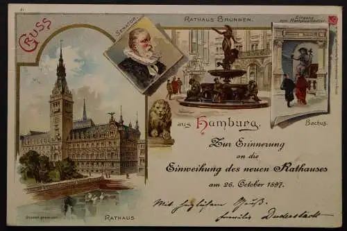 Hamburg, Einweihung des neuen Rathaus am 26.10.1897, Senator, Brunnen - 421500