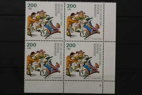 Deutschland, MiNr. 1730, 4er Block, Ecke re. u. FN 1, postfrisch - 656254